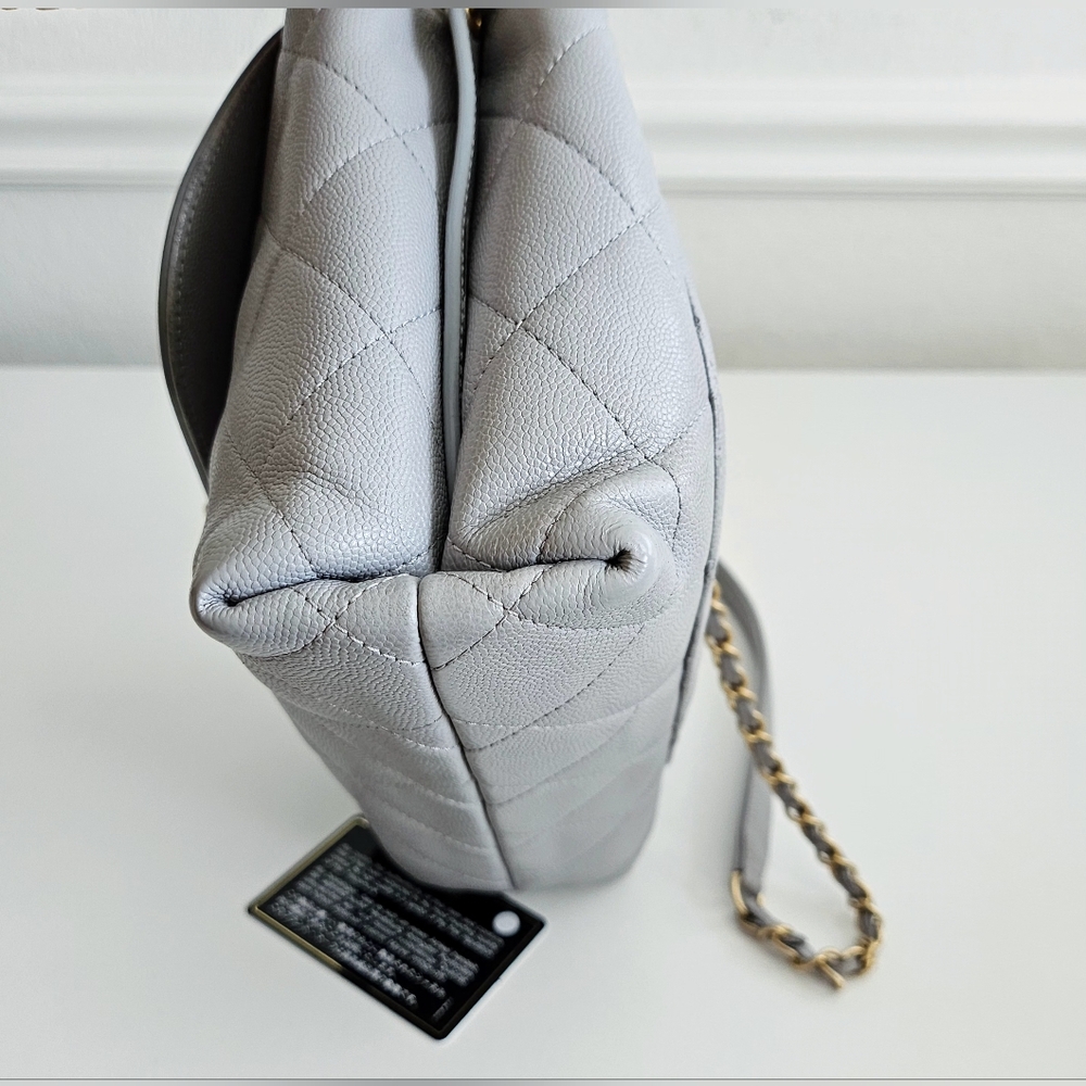 Chanel Gray Caviar Leather Top Handle Two-way Flap Bag - Picture 8 of 16